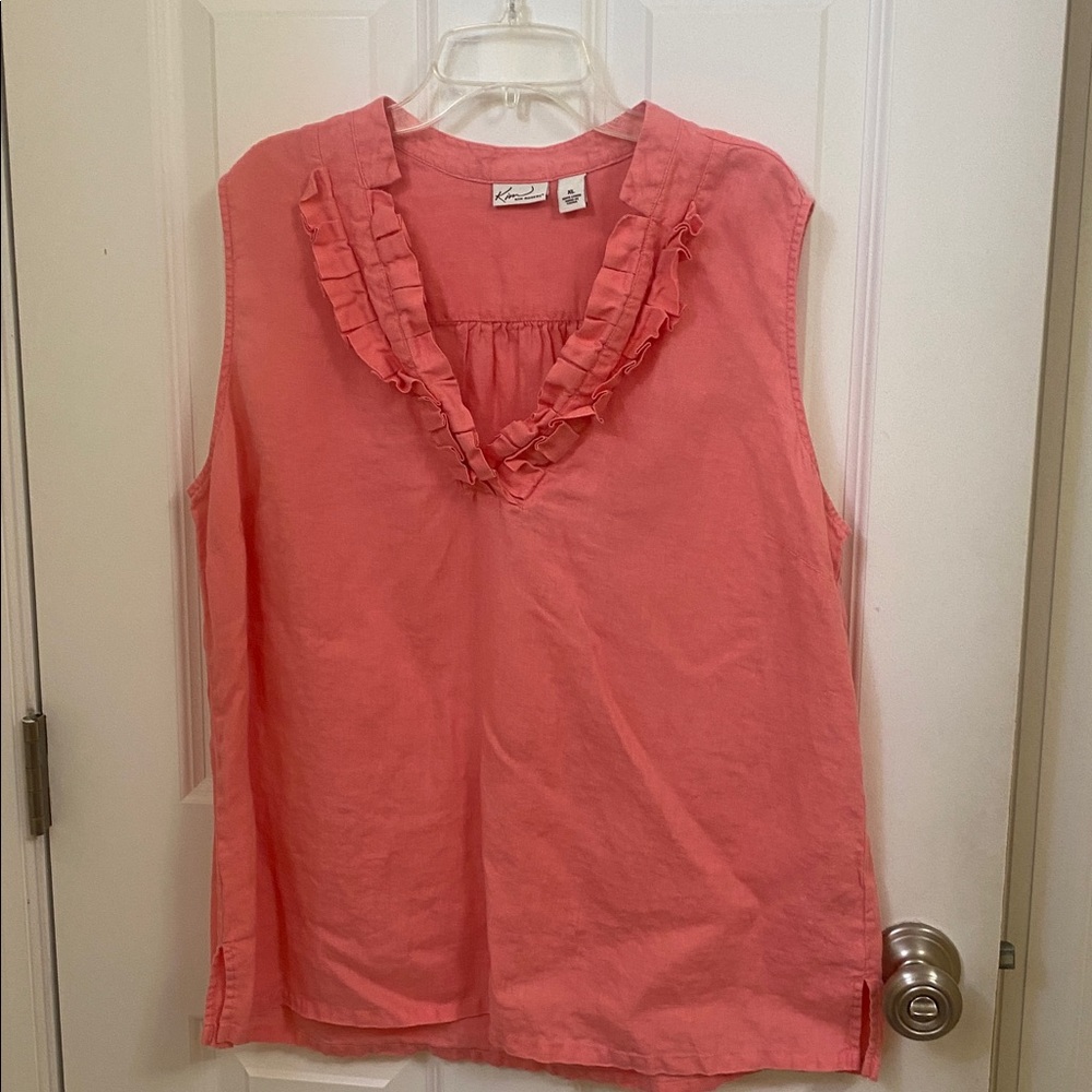 Kim Rogers Coral Linen Blouse